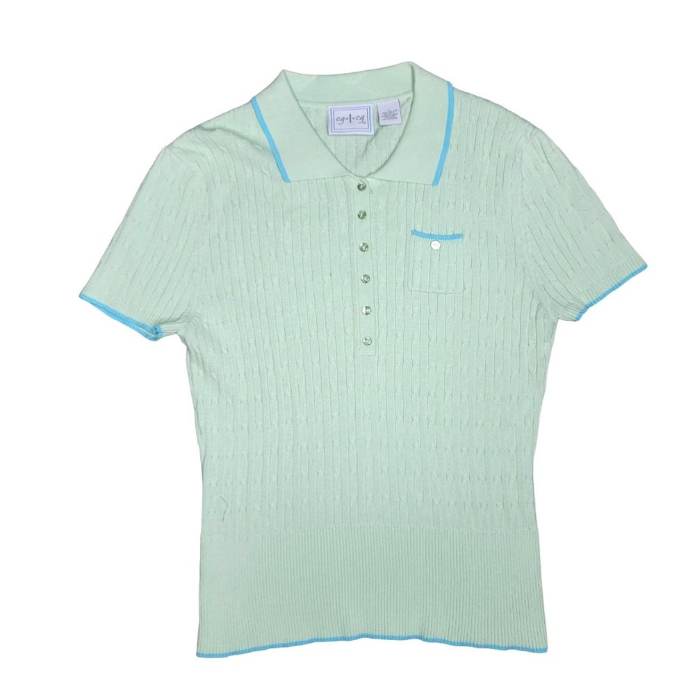 Vintage cg cg cable knit golf style polo shirt with breast pocket size large